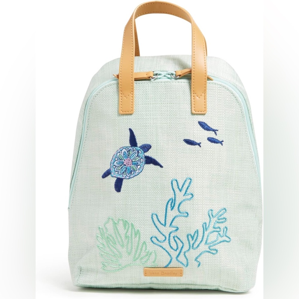 Vera Bradley Mint Green Backpack with Sea Life Embroidery